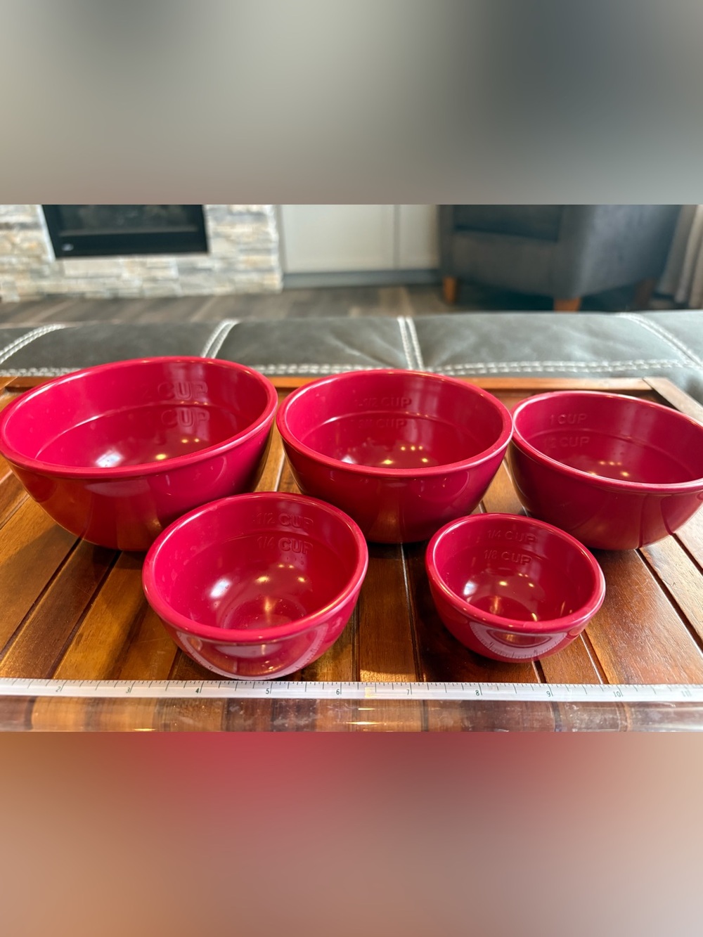 Sur La Table Red Melamine Nesting Measuring Bowl Set 5 Pieces Made in China